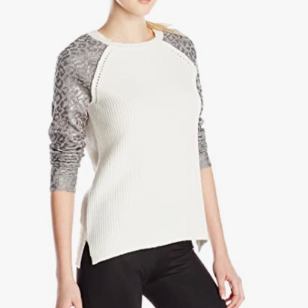 Rebecca Taylor Foil Leopard Sweater Wool S